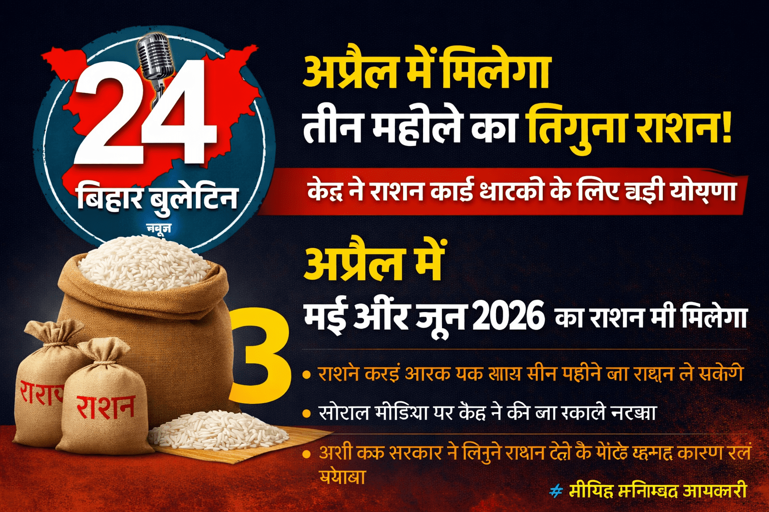 अप्रैल में मिलेगा तीन महीने का तिगुना राशन! केंद्र ने राशन कार्ड धारकों के लिए बड़ी घोषणा